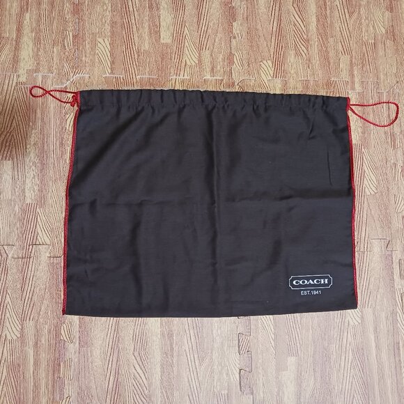 Coach Dust Bag Dark Brown Soft Cloth with Red Trim Size 15x19 - Picture 1 of 5